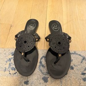 Jack Rogers Georgica Black Jelly Flip Flop Sandals Size 7